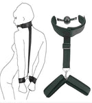 Black-Neck-To-Wrist-Restraints-with-Breathable-Ball-Gag-with-model